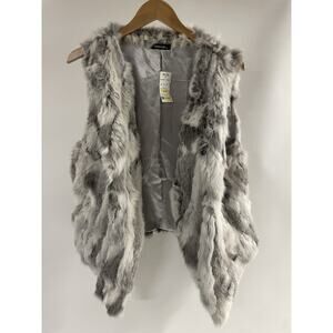 Dolce Cabo 100% Rabbit Fur Vest Smow Artic Bunny Grey White Size Large